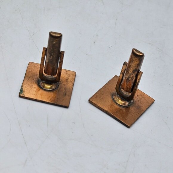 Vintage Cufflinks Copper Toned Square With Geometric Spiral - Picture 3 of 5